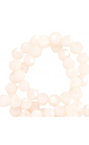 Faceted glass beads 4mm round Pristine beige-pearl shine coating